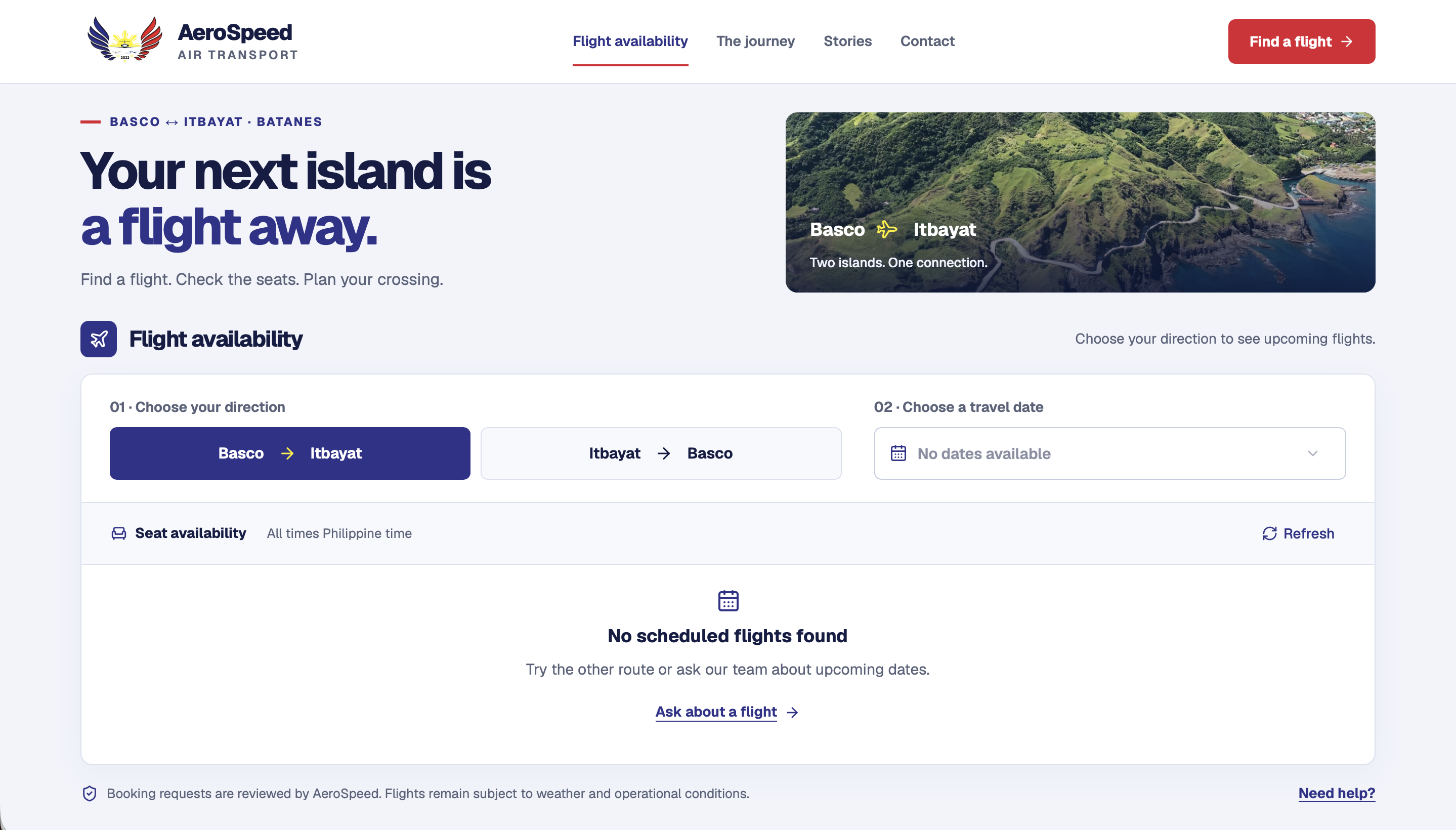 Aero Speed flight availability and booking page